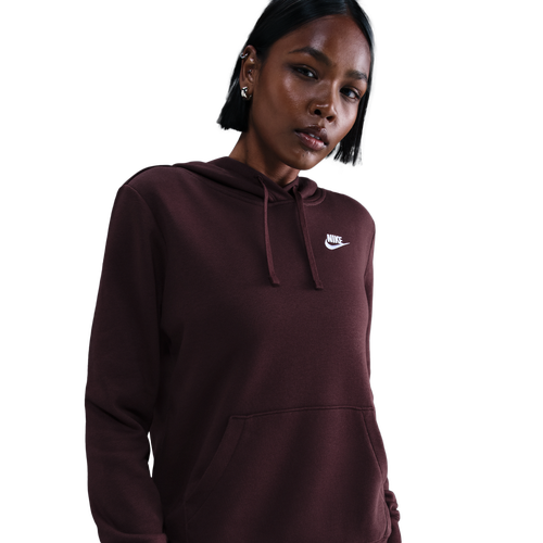 WOMENS - Nike NSW Club Fleece PO Hoodie - Burgundy Crush/White