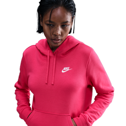 Women's - Nike NSW Club Fleece PO Hoodie - White/Rush Pink