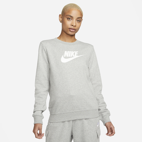 

Nike Womens Nike NSW Club Fleece GX Crew - Womens Dk Grey Heather/White Size XS