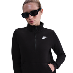 Women's - Nike NSW Club Fleece Quarter Zip - White/Black