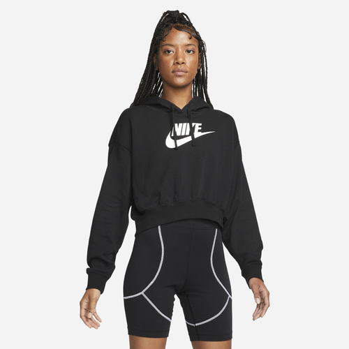 

Nike Womens Nike NSW Club Fleece Crop Hoodie - Womens White/Black Size S