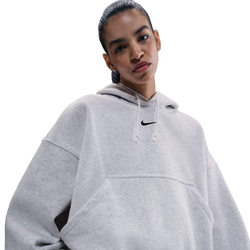 Women's - Nike PHNX Fleece OS Pullover Hoodie - Black/Birch Heather