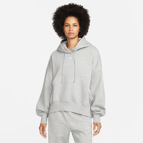 Shop Nike Womens  Phnx Fleece Os Pullover Hoodie In Grey/sail