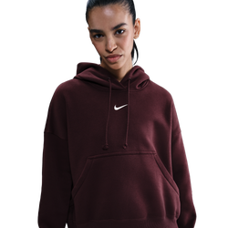 Women's - Nike PHNX Fleece OS Pullover Hoodie - Sail/Burgundy Crush