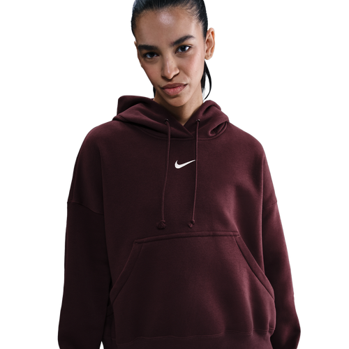 WOMENS - Nike PHNX Fleece OS Pullover Hoodie - Sail/Burgundy Crush