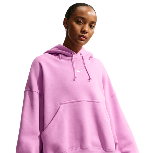 WOMENS - Nike PHNX Fleece OS Pullover Hoodie - Sail/Pink Foam