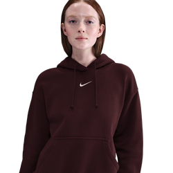 Women's - Nike Phoenix Fleece OS  Pullover Hoodie - Burgundy Crush/Sail