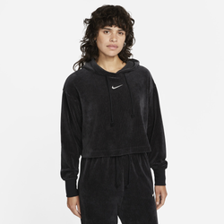 Women's - Nike NSW Velour Modern Crop Pullover - Black