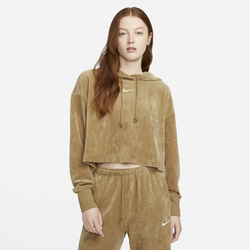 Women's - Nike NSW Velour Modern Crop Pullover - Tan