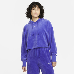 Women's - Nike NSW Velour Modern Crop Pullover - Lapis