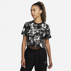 Women's - Nike Short Sleeve AOP Crop Top - Black/Black/Sail
