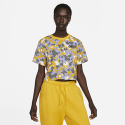 Women's - Nike Short Sleeve AOP Crop Top - Light Thistle/Yellow Ochre/Sail
