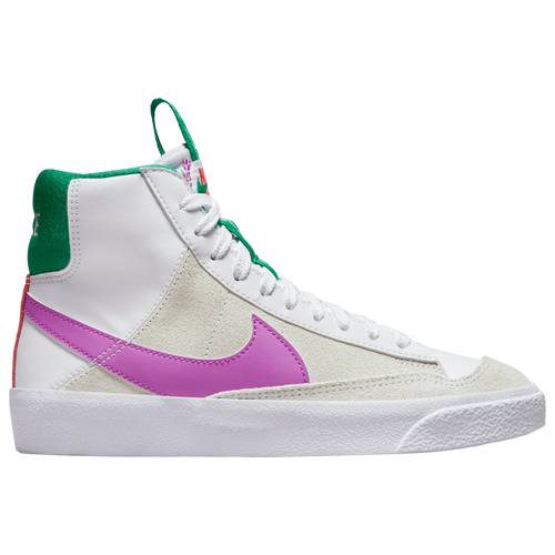 Nike Big Kids' Blazer Mid '77 Se Dance Casual Shoes In White/fuchsia Dream/stadium Green