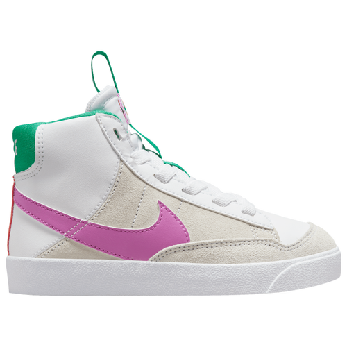 

Nike Girls Nike Blazer '77 Mid - Girls' Preschool Shoes White/Fuchsia Dream/Stadium Green Size 13.5