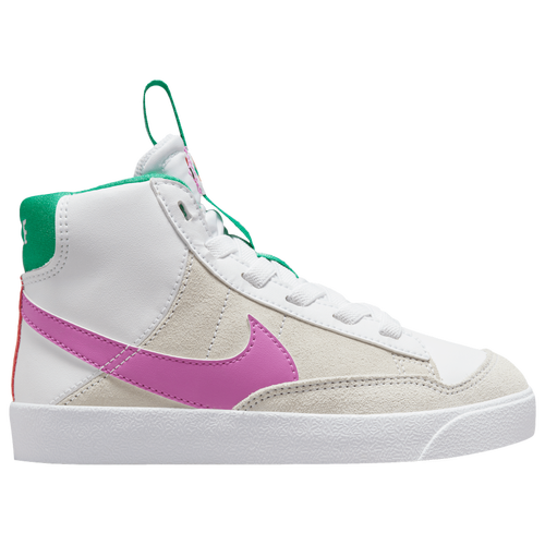 

Nike Girls Nike Blazer '77 Mid - Girls' Preschool Basketball Shoes White/Fuchsia Dream/Stadium Green Size 1.0
