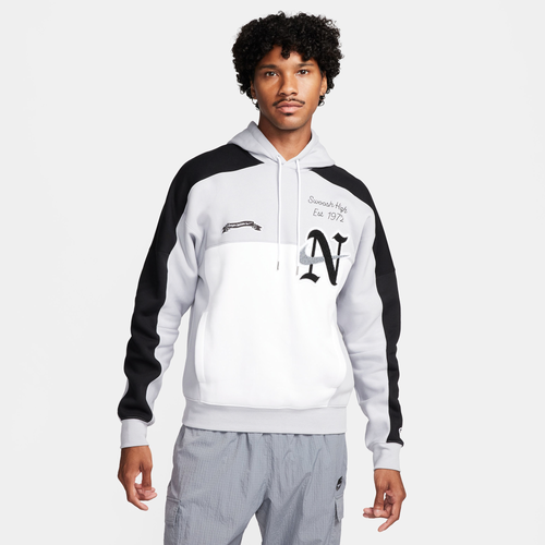 

Nike Mens Nike NSW Swoosh High Hoodie - Mens Wolf Gray/Black/White Size L