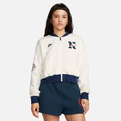 

Nike Womens Nike NSW Club Exeter 74 Cropped Jacket - Womens Sail/Midnight Navy Size M