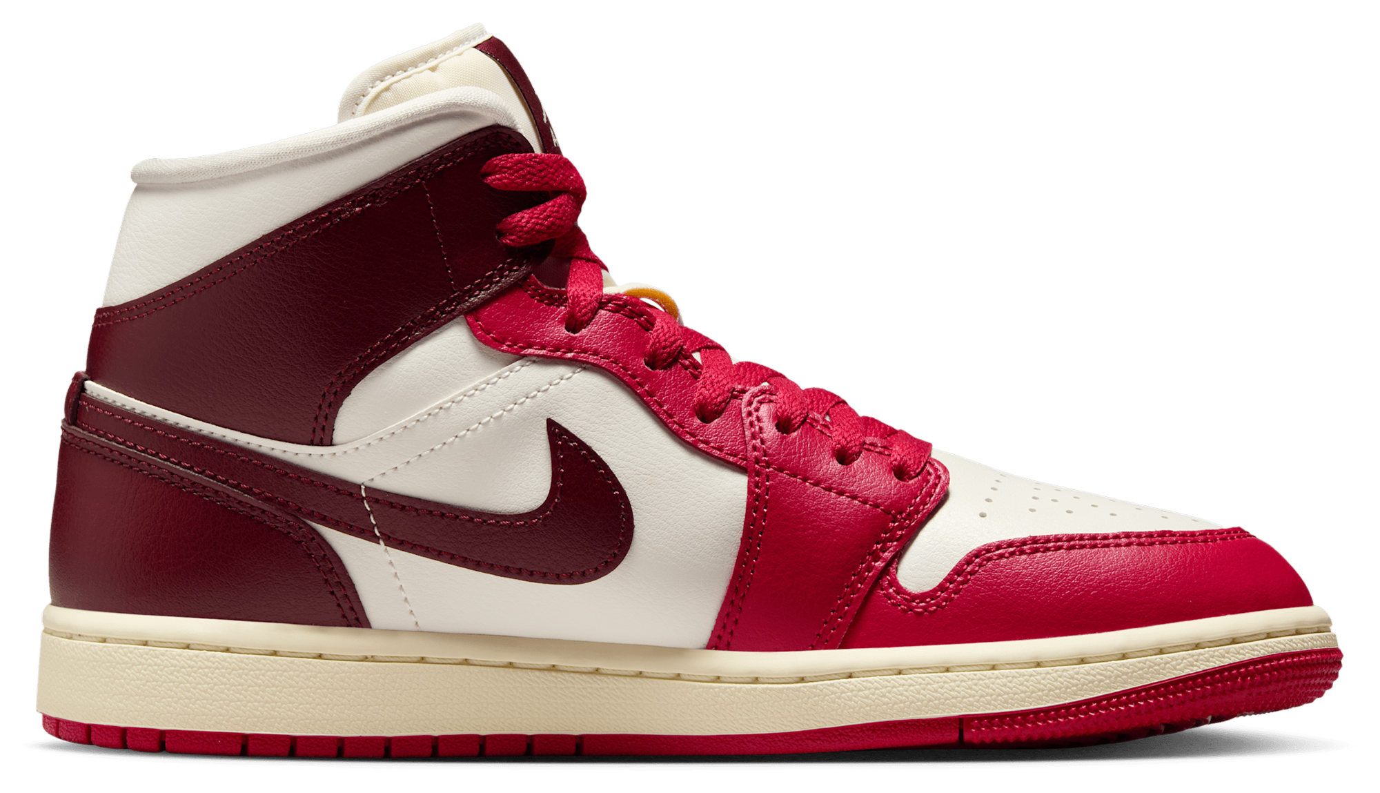 Women's - Jordan AJ 1 Mid - Dark Team Red/Sail Coconut Milk