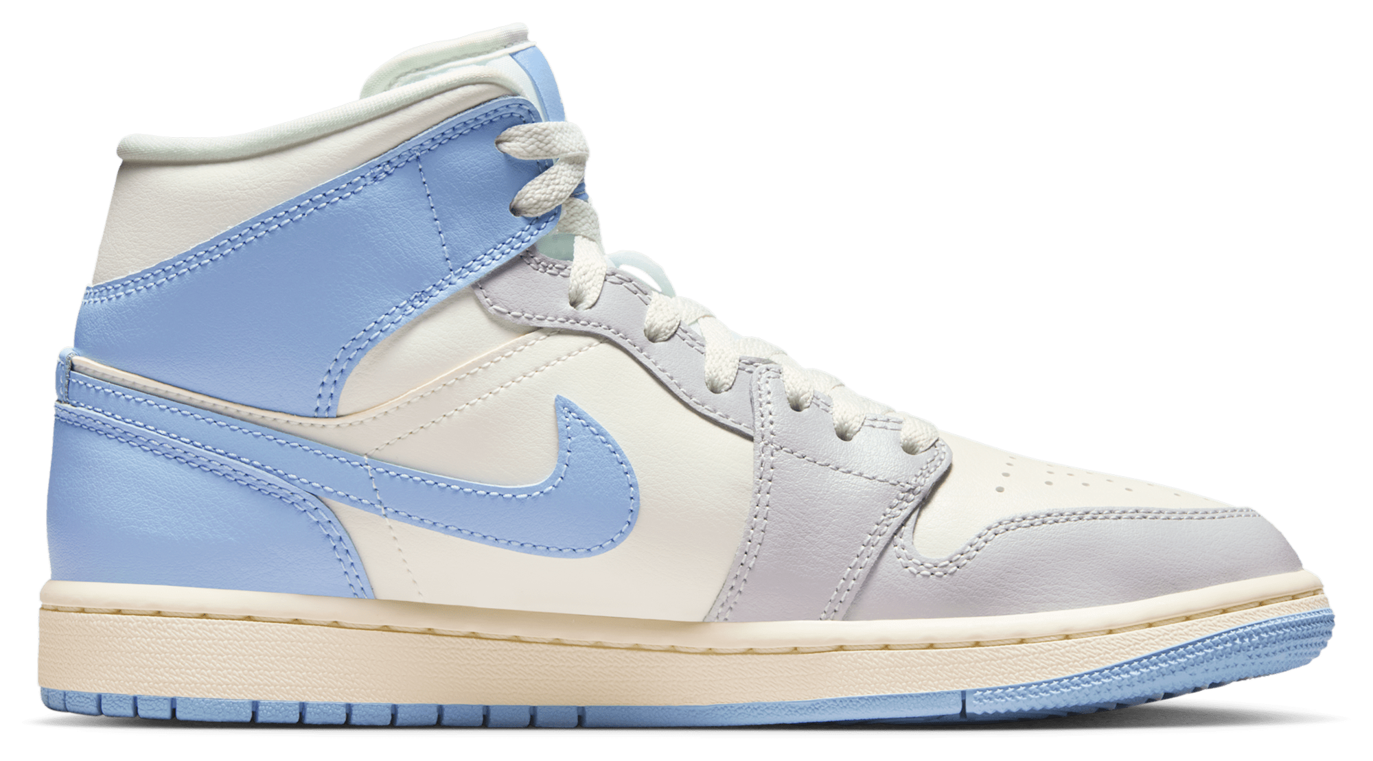 Women's - Jordan AJ 1 Mid - Psychic Blue/Neutral Grey Sail