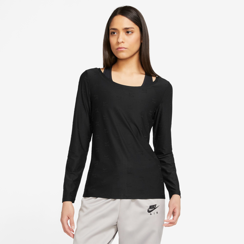 

Nike Womens Nike Air All Over Print Longsleeve T-Shirt - Womens Black/White Size L
