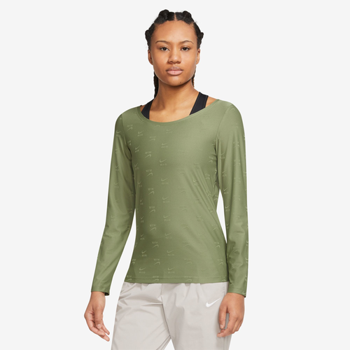 Shop Nike Womens  Air All Over Print Longsleeve T-shirt In Olive/olive