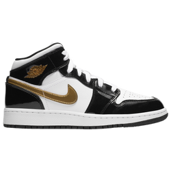 Boys' Grade School - Jordan AJ 1 Mid SE - Black/Metallic Gold/White