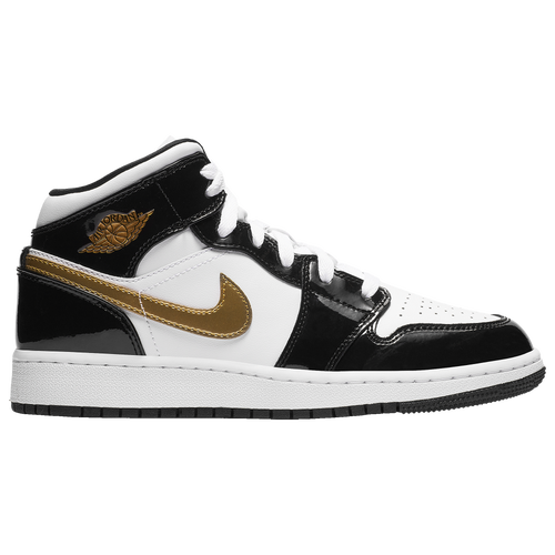 

Jordan Boys Jordan AJ 1 Mid SE - Boys' Grade School Basketball Shoes Black/Metallic Gold/White Size 4.5