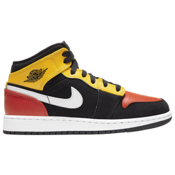 Grade School - Jordan AJ 1 Mid SE - Black/Team Orange/Amarillo