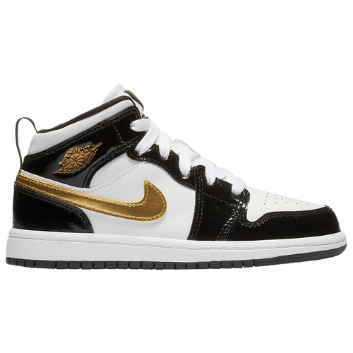 

Jordan Boys Jordan AJ 1 Mid SE - Boys' Preschool Basketball Shoes Black/Metallic Gold/White Size 11.0