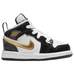 Girls' Infant - Jordan AJ 1 Mid SE - Black/Metallic Gold/White