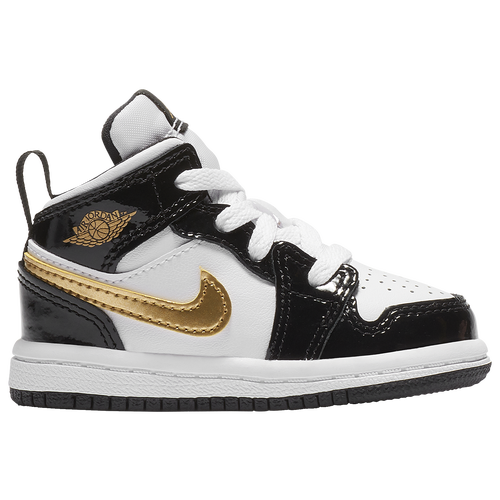 

Boys Jordan Jordan AJ 1 Mid SE - Boys' Toddler Basketball Shoe White/Black/Metallic Gold Size 04.0