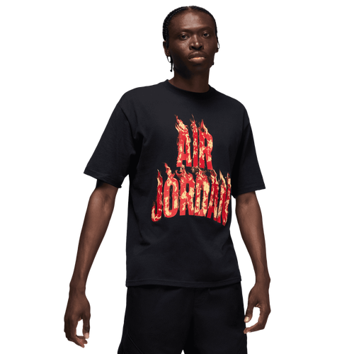 Jordan Mens AJ 5 Fire '85 Short Sleeve Crew - - Black / Red