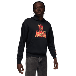 Men's - Jordan AJ 5 Fire Fleece Pullover - Black/Fire Red/Yellow