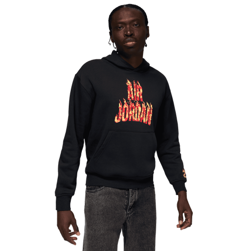  - Jordan AJ 5 Fire Fleece Pullover - Black/Fire Red Yellow