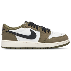 Boys' Grade School - Jordan AJ 1 Retro Low OG - White/Olive/Black