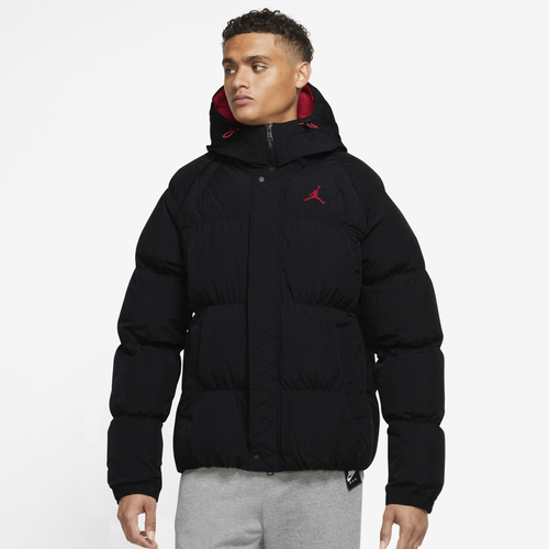 

Jordan Mens Jordan Essential Puffer Jacket - Mens Black/Fire Red Size XL