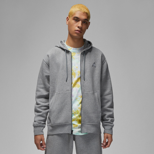 

Jordan Mens Jordan Essential Fleece Full-Zip Hoodie - Mens Grey/White Size L