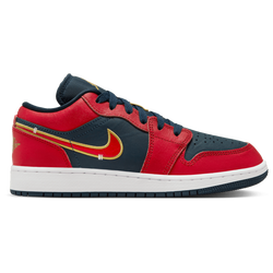 Boys' Grade School - Jordan Air Jordan 1 Low SE Travel  - Sport Red/Metallic Gold/Armory Navy