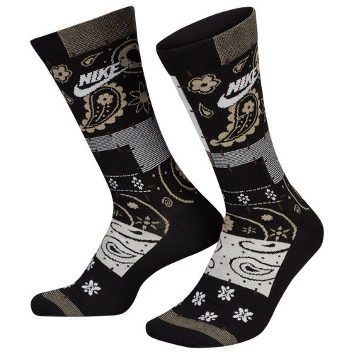 

Nike Mens Nike Everyday Essential Paisley Patch Crew Socks - Mens Black/Khaki/Bone Size L