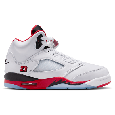 Jordan Retro 5 OG Grade School - WHITE/FIRE RED/BLACK