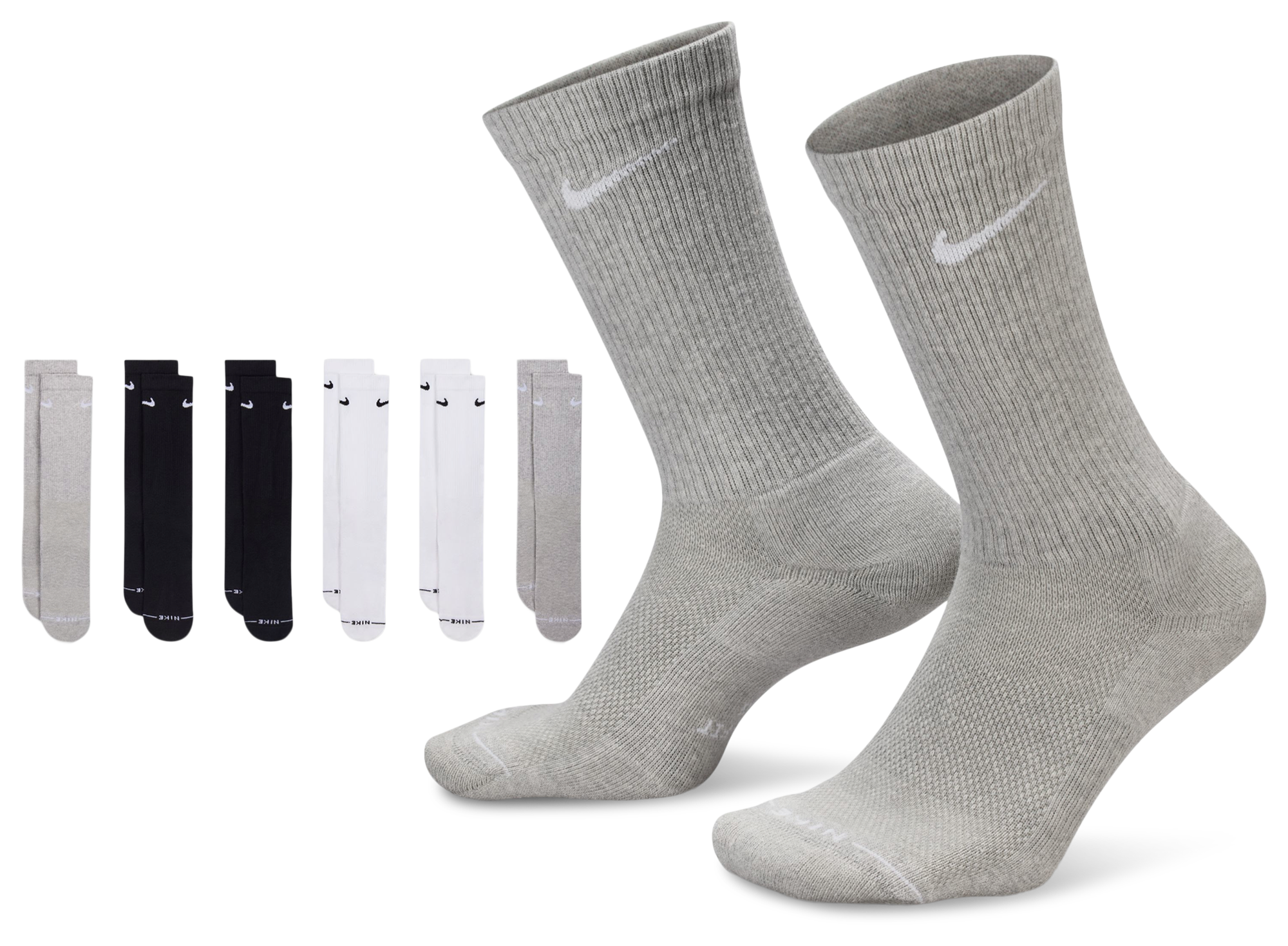 Nike Everyday Elevated Crew Socks 6 Pack - Adult