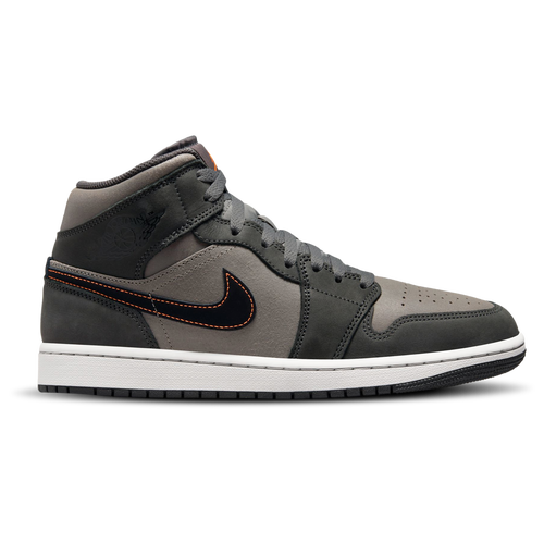 Shop Jordan Mens  Aj 1 Mid Se In Grey/black/orange