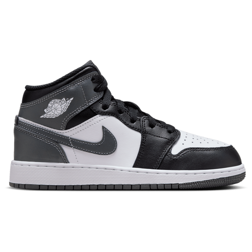 

Boys Jordan Jordan Air Jordan 1 Mid - Boys' Grade School Basketball Shoe Black/Gray/White Size 04.5