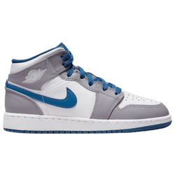 Boys' Grade School - Jordan Air Jordan 1 Mid - Blue/Grey/White