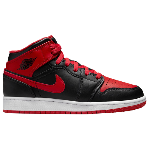 

Boys Jordan Jordan Air Jordan 1 Mid - Boys' Grade School Basketball Shoe Fire Red/Black/White Size 05.5