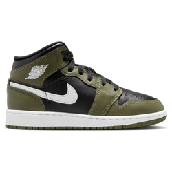 Boys' Grade School - Jordan AJ 1 Mid - Olive/White/Black