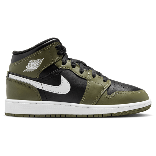 

Jordan Boys Jordan AJ 1 Mid - Boys' Grade School Basketball Shoes Olive/White/Black Size 3.5