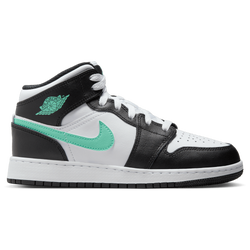 Boys' Grade School - Jordan AJ 1 Mid - Green Glow/Black/White