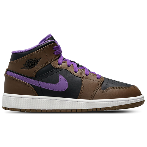 

Jordan Boys Jordan Air Jordan 1 Mid - Boys' Grade School Basketball Shoes Brown/Purple/Black Size 06.5