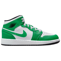 Boys' Grade School - Jordan AJ 1 Mid - Green/Black/White